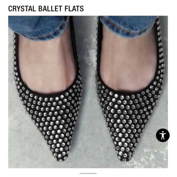 ZARA Crystal Ballet Flats NWT - Picture 4 of 12